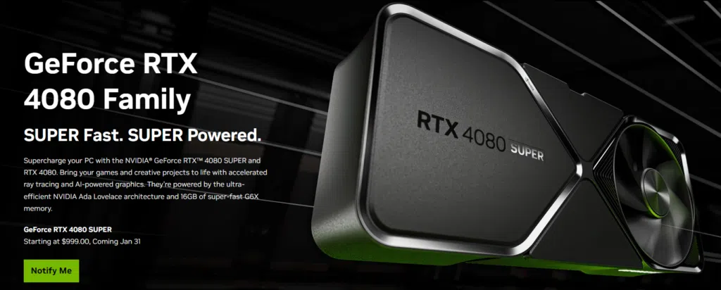 Nvidia представила подробности о GeForce RTX 4080 SUPER